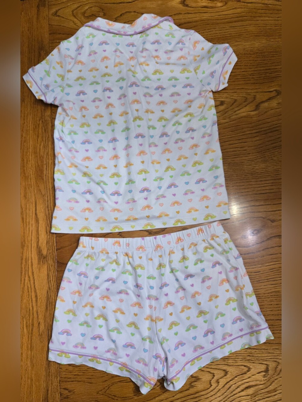 Stoney Clover Ln X Roller Rabbit Short Sleeve Pajama Set with Pastel Rainbow - Picture 3 of 5